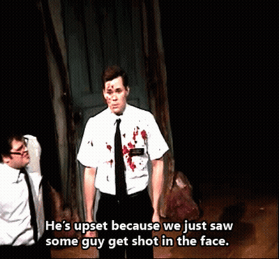 Man With Blood On Face Upset After Shooting GIF