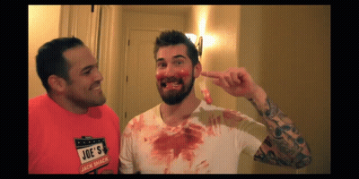 Man With Blood On Face Wearing Joe's T-Shirt GIF