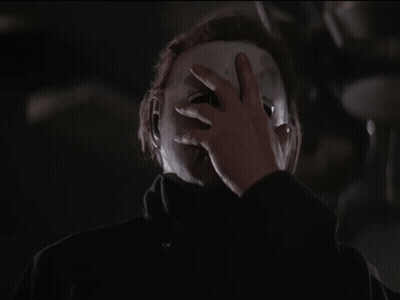 Man With Bloody Face Holding Knife GIF