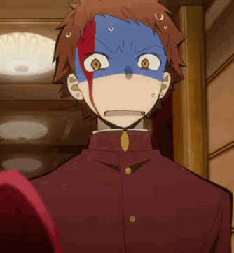 Man With Blue And Red Mask Surprised GIF