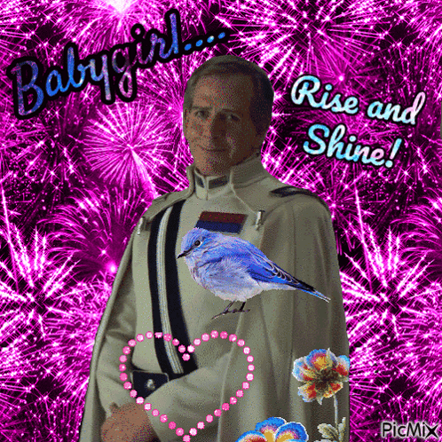 Man With Blue Bird And Rise And Shine GIF