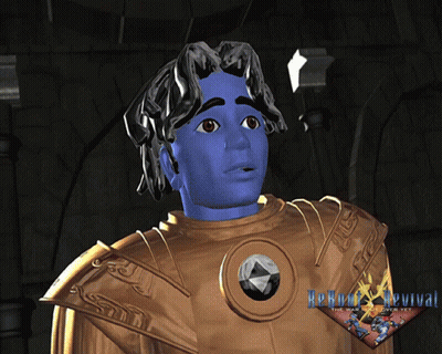 Man With Blue Face And Gold Armor Revival GIF