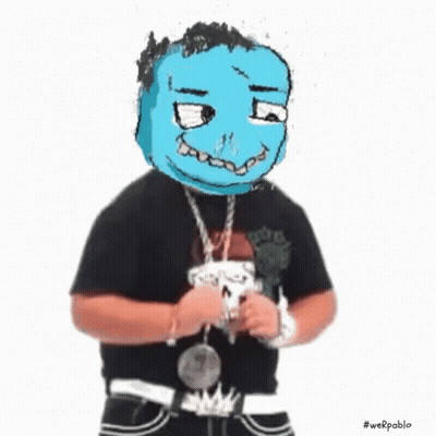 Man With Blue Face And Skull Necklace GIF
