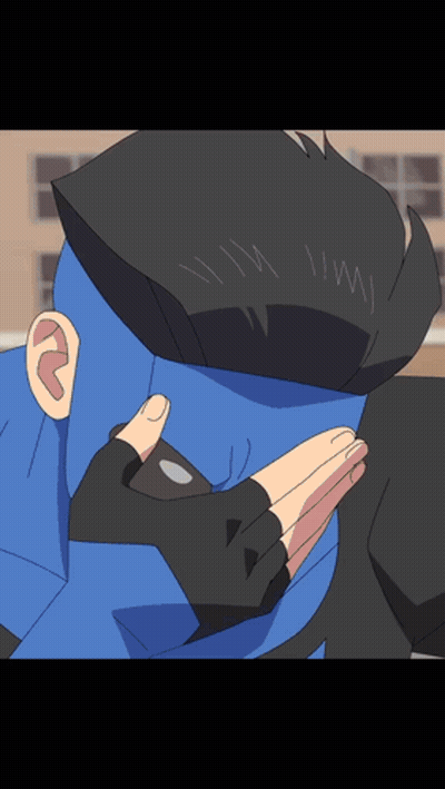 Man With Blue Hair And Black Gloves GIF