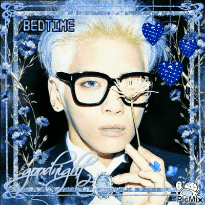 Man With Blue Hair And Glasses Saying Bedtime GIF