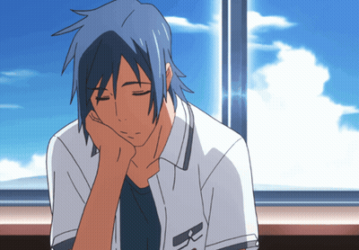 Man With Blue Hair And R Shirt GIF