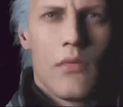 Man With Blue Hair And Serious Look GIF