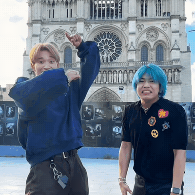Man With Blue Hair Next To Another Man GIF