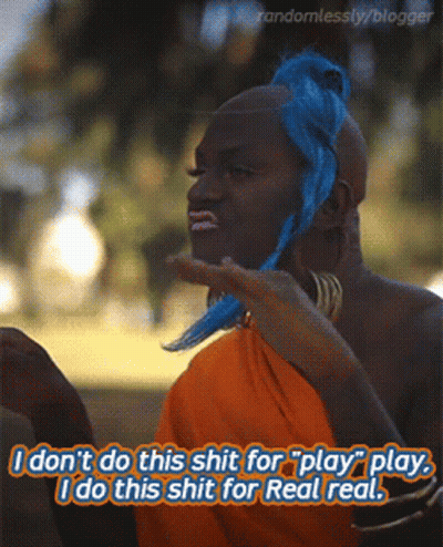 Man With Blue Hair Says I Don't Do This Shit For Play Play GIF