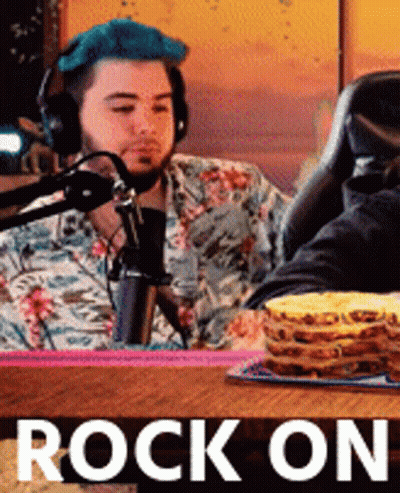 Man With Blue Hair Singing Rock On GIF