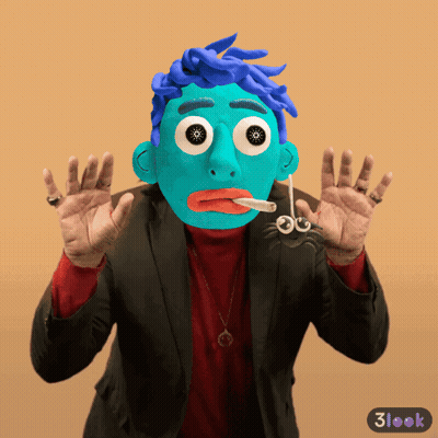 Man With Blue Mask Smoking Cigarette And Ear Buds GIF