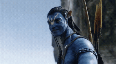 Man With Blue Paint On Face And Spear GIF
