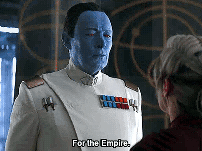 Man With Blue Paint Saying For The Empire GIF