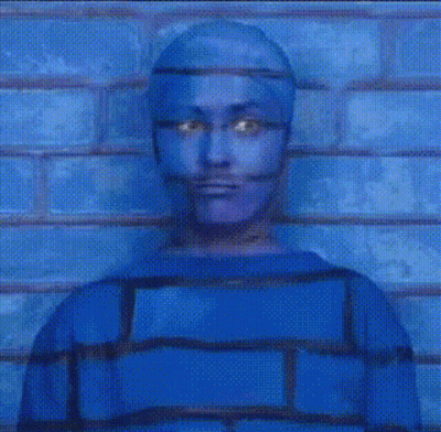 Man With Blue Painted Face Holding White IPhone GIF