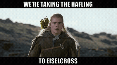 Man With Bow And Arrow Saying We're Taking The Halfling To Eiselcross GIF