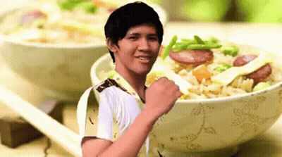 Man With Bowl Of Rice GIF