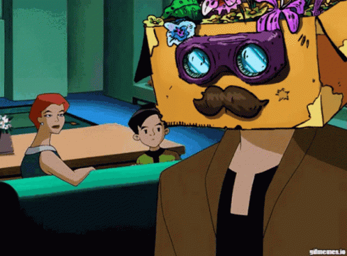 Man With Box On Head And Mustache GIF