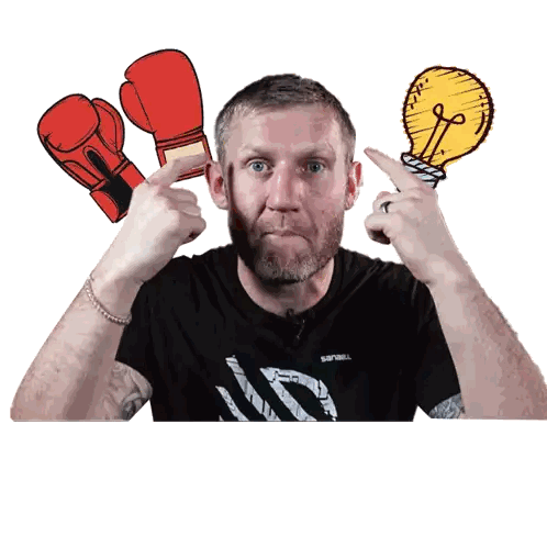 Man With Boxing Gloves And Light Bulb Finger Sticker