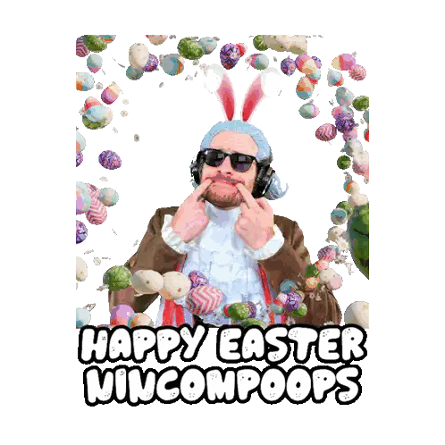 Man With Bunny Ears And Sunglasses Saying Happy Easter Sticker