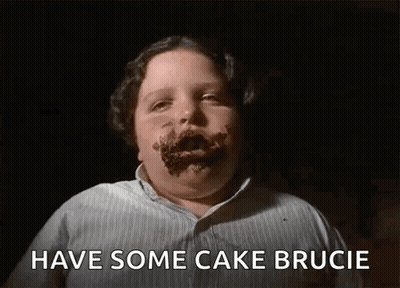 Man With Cake On Face Says Have Some Cake Brucie GIF