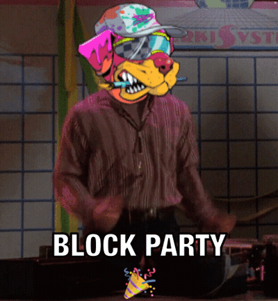 Man With Cartoon Dog On Head Block Party GIF