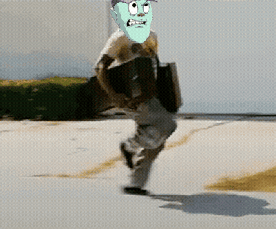 Man With Cartoon Face Running GIF