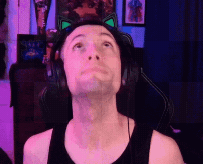 Man With Cat Ear Headset Looking Up GIF
