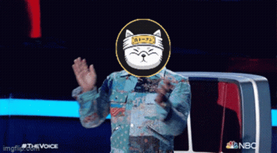 Man With Cat On Head Applauding In Front Of NBC Logo GIF
