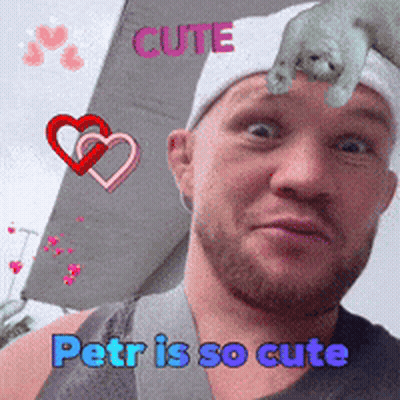 Man With Cat On Head Saying Cute Petr Is So Cute GIF