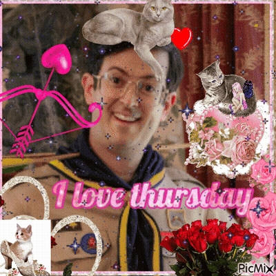 Man With Cat On Head Saying I Love Thursday GIF