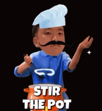 Man With Chef Hat Stirring Pot GIF