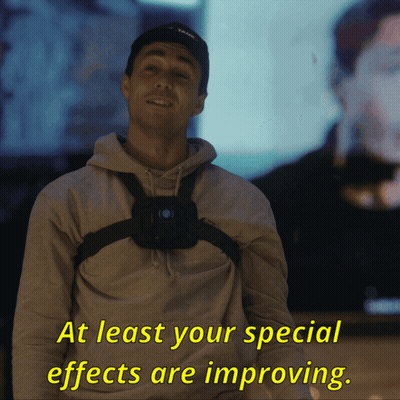 Man With Chest Camera Saying At Least Your Special Effects Are Improving GIF