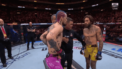 Man With Chest Tattoo And Another In UFC Ring GIF
