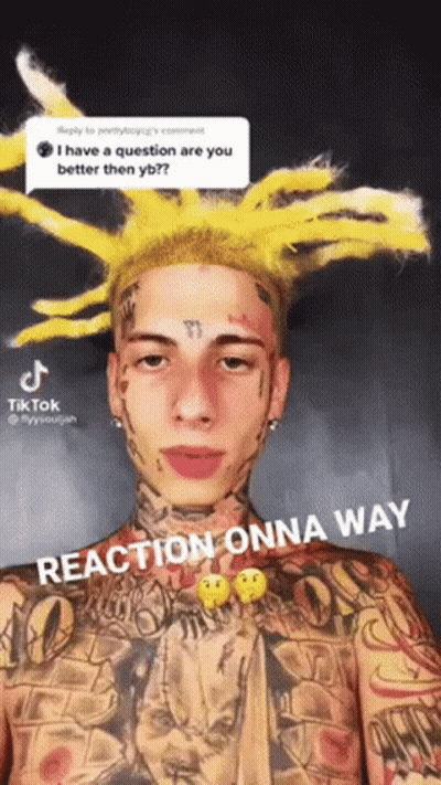 Man With Chest Tattoo And Yellow Wig Says Reaction Onna Way GIF