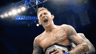 Man With Chest Tattoo Holding UFC Belt GIF