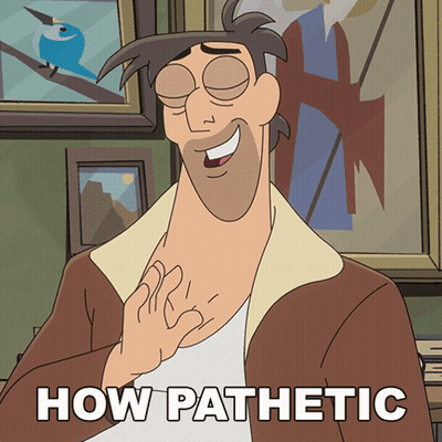 Man With Chest Tattoo Saying How Pathetic GIF