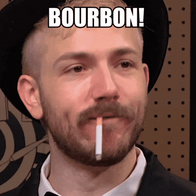 Man With Cigarette And Bourbon Text GIF
