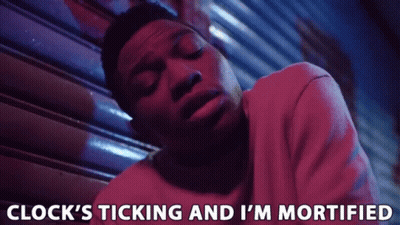 Man With Closed Eyes Clock's Ticking I'm Mortified GIF