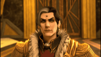 Man With Crescent Moon Forehead Yellow Curtain GIF