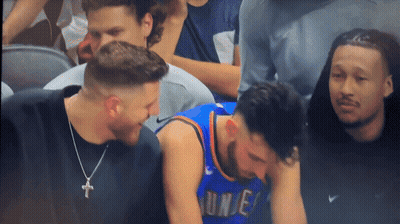 Man With Cross Necklace Talking To Thunder Jersey GIF