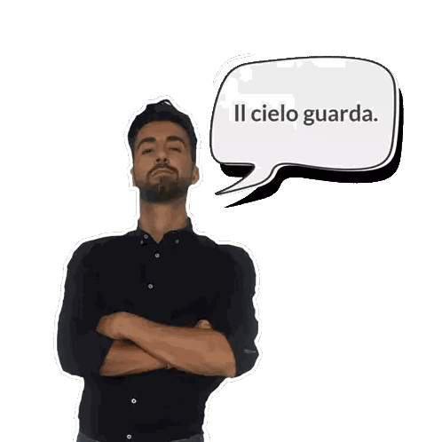 Man With Crossed Arms And Speech Bubble Il Cielo Guarda Sticker