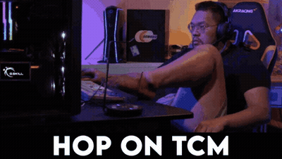 Man With Crossed Legs And Headphones Hop On TCM GIF