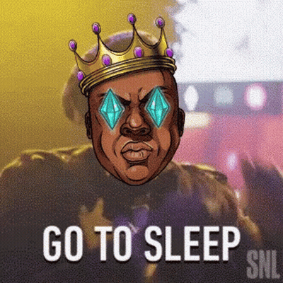 Man With Crown And Sunglasses Saying Go To Sleep GIF