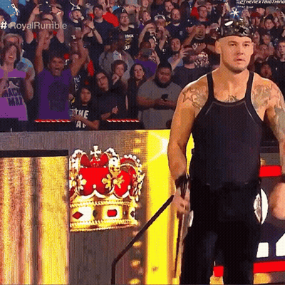 Man With Crown Facing Crowd #RoyalRumble GIF