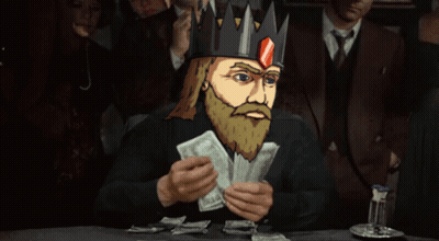 Man With Crown Holding Money GIF