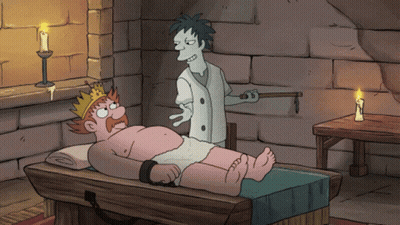 Man With Crown Laying On Table GIF
