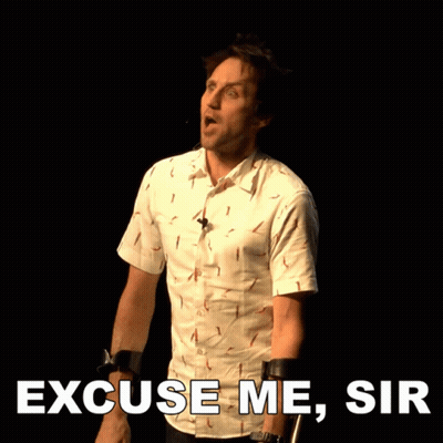 Man With Crutches Saying Excuse Me GIF