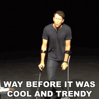 Man With Crutches Way Before It Was Cool And Trendy GIF