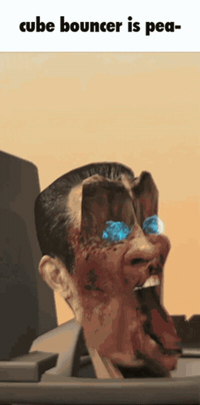 Man With Cube Bouncer On Face GIF