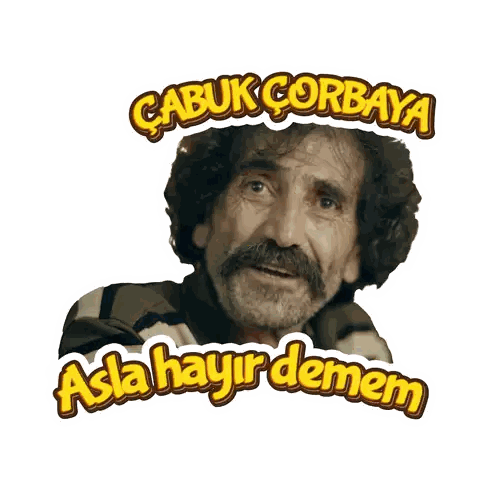 Man With Curly Hair And Beard Says Cabuk Corbaya Sticker